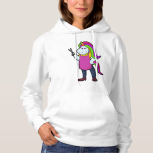 Sudadera Unicornio como peluquero con tijeras