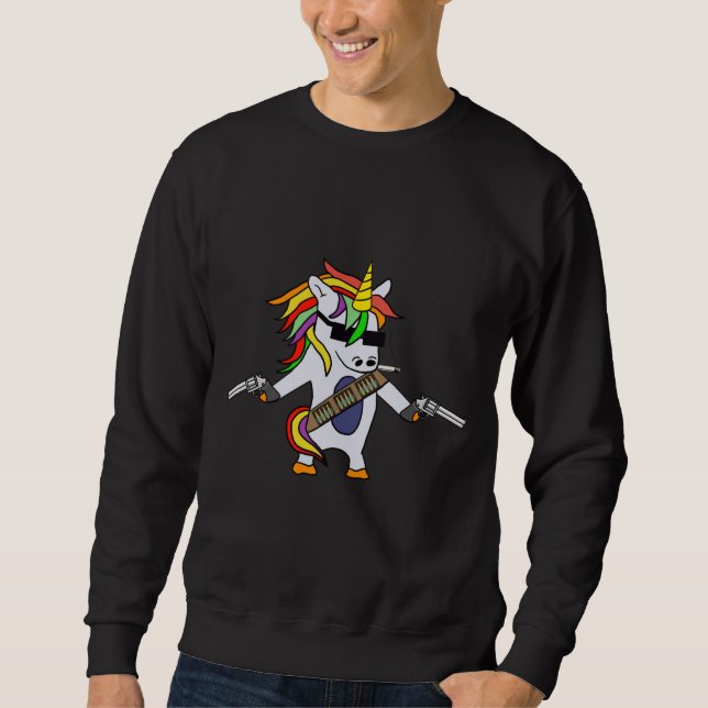 Sudadera Unicornio con armas (Anverso)