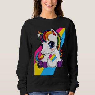 Sudadera Unicornio con Corazón de Color Pansexual LGBTQ Les