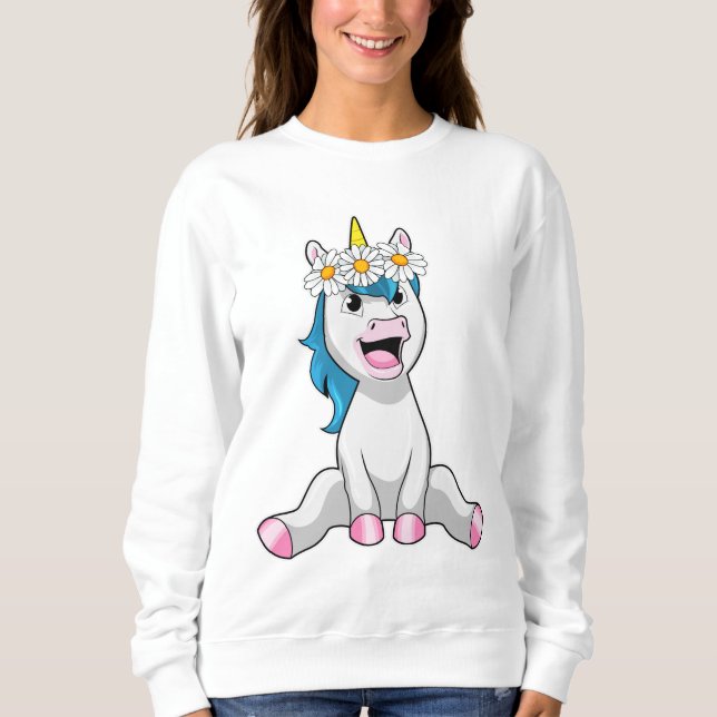 Sudadera Unicornio con flores (Anverso)