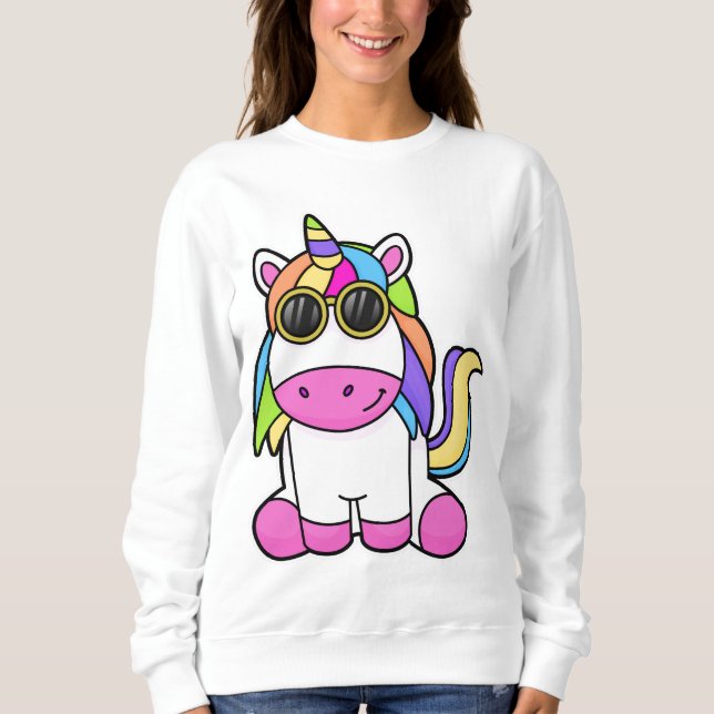 Sudadera Unicornio con gafas de sol (Anverso)