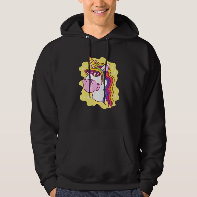 Sudadera Unicornio con gafas de sol Creatividad arcoiris fe (Anverso)
