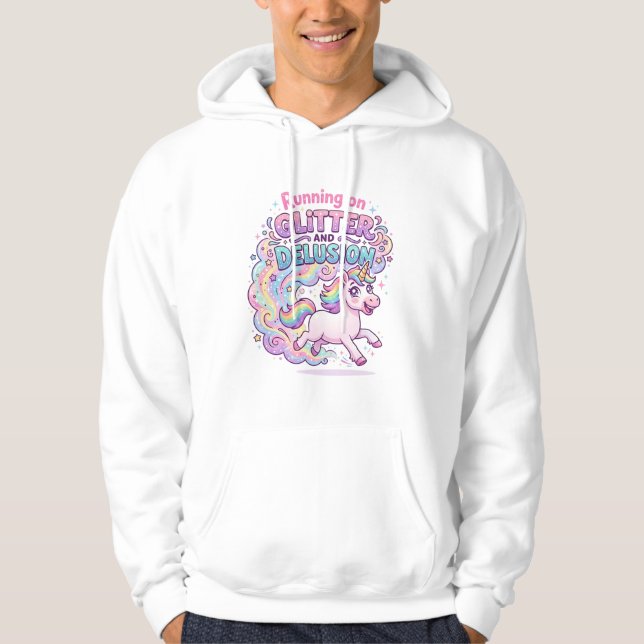 Sudadera Unicornio corriendo sobre brillo y desilusión enca (Anverso)