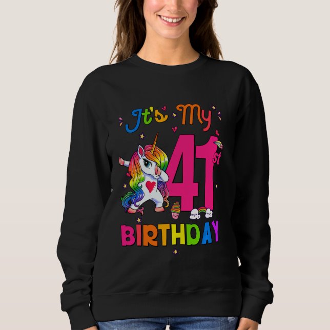 Sudadera Unicornio de 41 años es mi Chica de cumpleaños núm (Anverso)