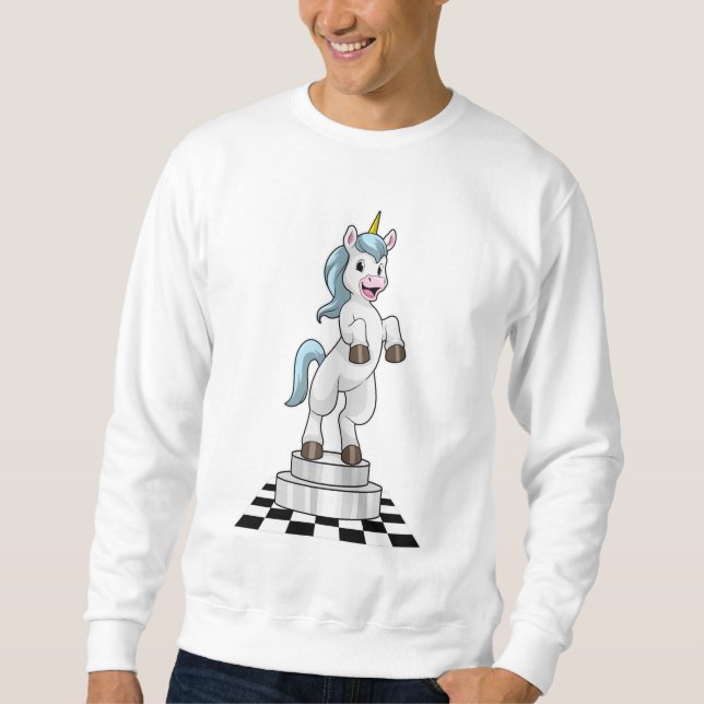 Sudadera Unicornio en ajedrez como pieza de ajedrez Knight (Anverso)