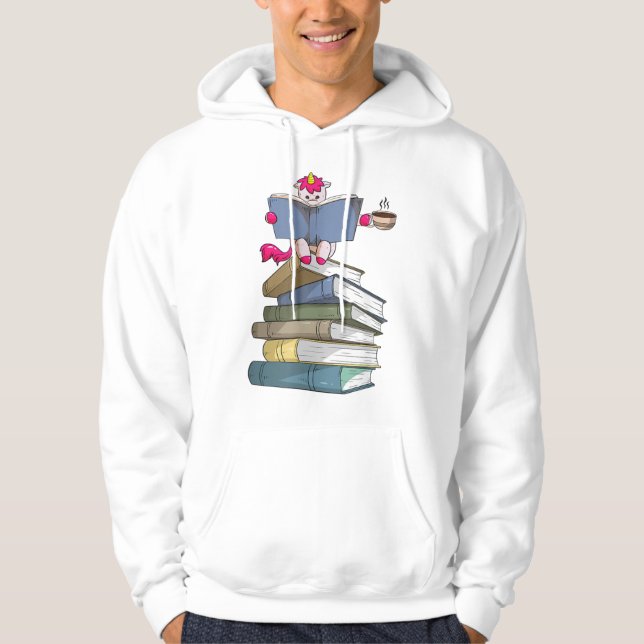 Sudadera Unicornio en libros que beben café Unicor (Anverso)
