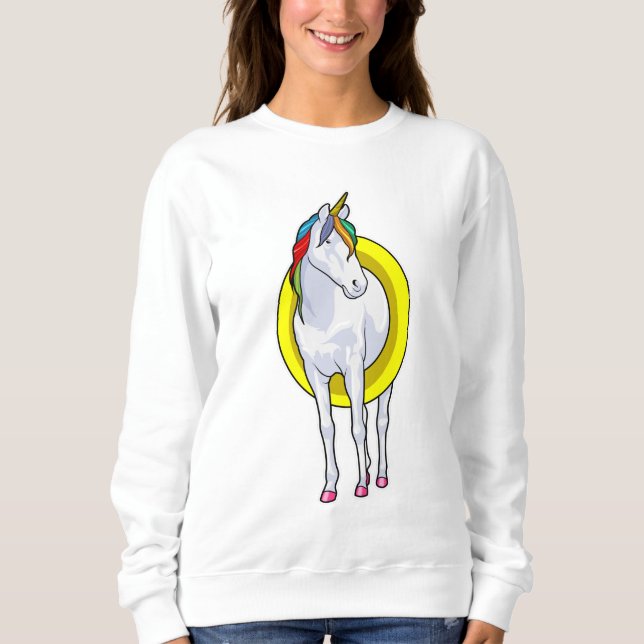 Sudadera Unicornio en natación con anillo de natación (Anverso)