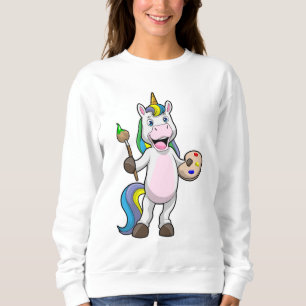 Sudadera Unicornio en pintura con pincel y color
