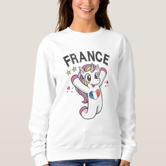 Sudadera Unicornio fanático del fútbol de Francia con bande (Anverso)