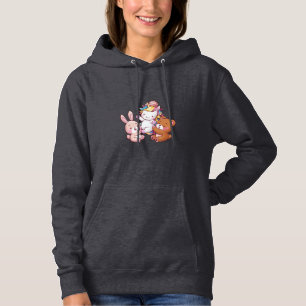 Sudadera Unicornio Kawaii con conejo y oso de peluche Manga
