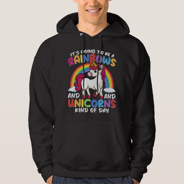 Sudadera Unicornio Lindo Caprichoso Divertido Arcoíris y Un (Anverso)