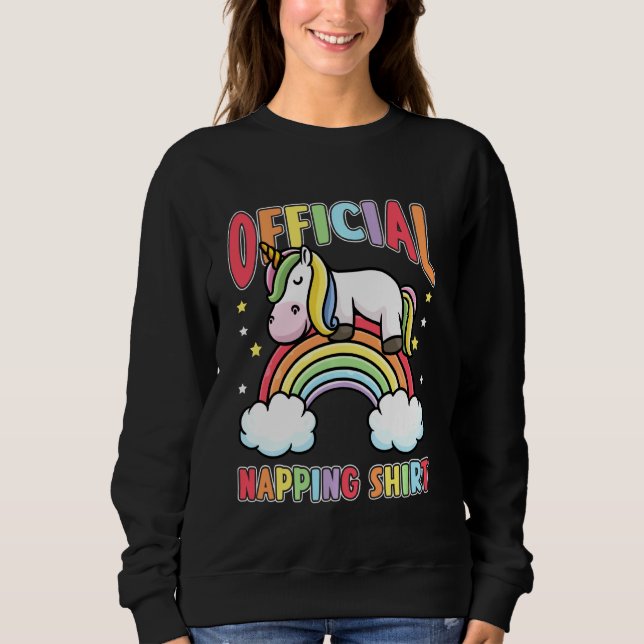 Sudadera Unicornio lindo con pijama arcoiris durmiendo (Anverso)