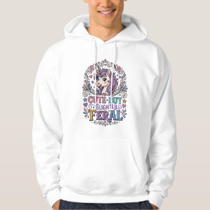 Sudadera Unicornio Lindo pero Ligeramente Feral Fondo Blanc