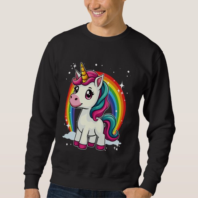 Sudadera Unicornio Para Chicas Arcoiris Cute Magnífico Unic (Anverso)