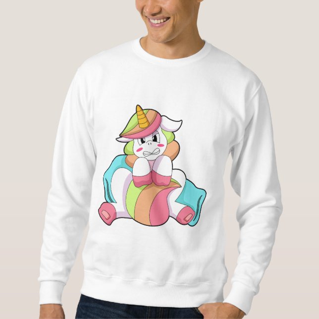 Sudadera Unicornio tímido con almohada (Anverso)