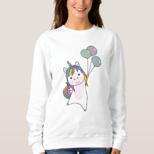 Sudadera Unicornio vuela con globos sobre unicornios bangla