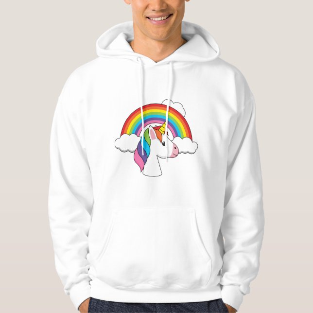 Sudadera Unicornio y arcoiris con nubes kawaii (Anverso)
