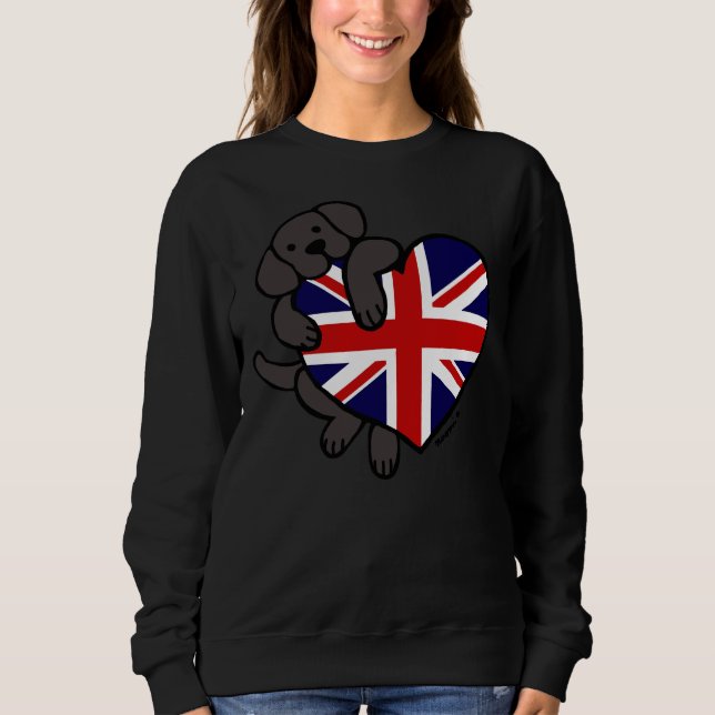 Sudadera Union Jack British Heart Black Labrador (Anverso)