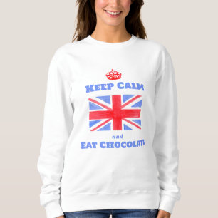 Sudadera Union Jack de acuarela Mantén la calma y come choc