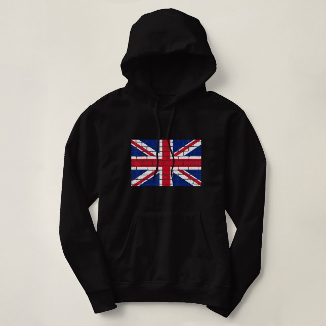 Sudadera Union Jack On Brick Wall British Flag As If On Bri (Diseño del anverso)