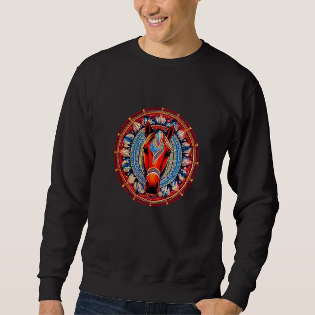 Sudadera Unique Horse Face Mandala For Farmers And Jockeys  (Anverso)
