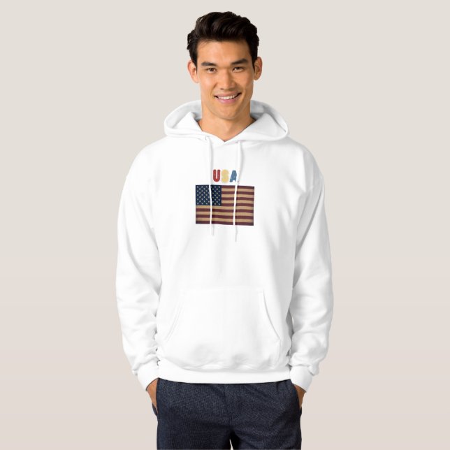 Sudadera Unisex USA American Flag Retro  (Anverso completo)