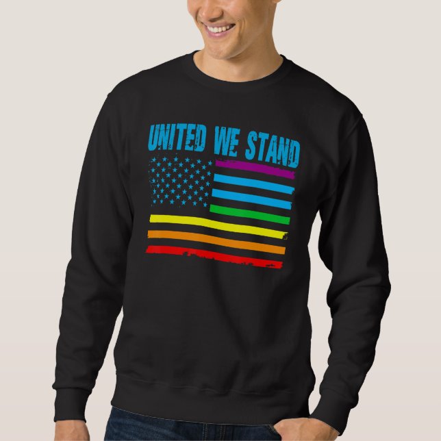 Sudadera United We Stand Proud LGBT Rainbow Pride US Americ (Anverso)