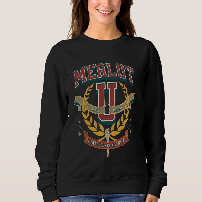 Sudadera Universidad de Merlot Preppy College Academia Wine (Anverso)