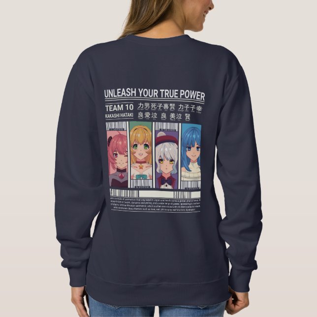 Sudadera Unleash Your True Power Anime Team Poster Design (Reverso)