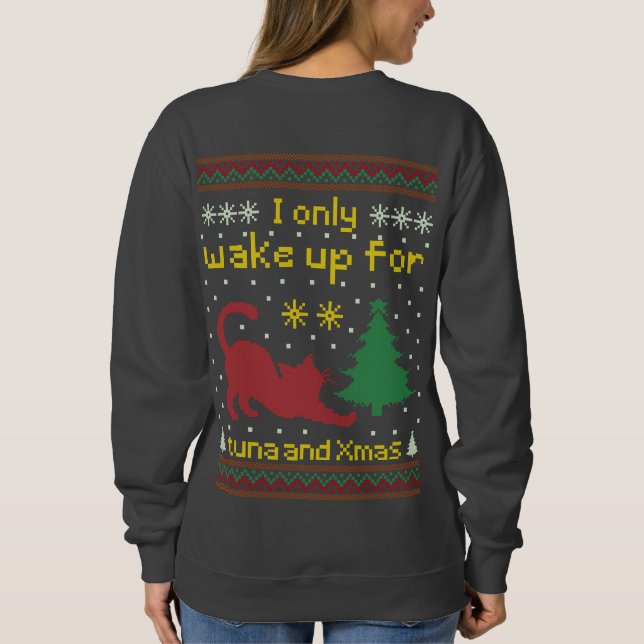 Sudadera Up for Tuna and Xmas – Funny Ugly Christmas Cat (Reverso)