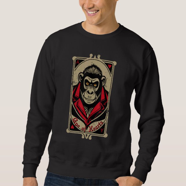 Sudadera Urban Gorilla Ape of Hearts Playing Card Style Dis (Anverso)