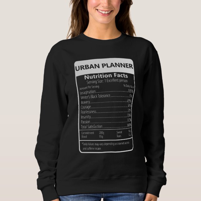 Sudadera Urban Planner Nutrition Facts Sarcastic Graphic (Anverso)