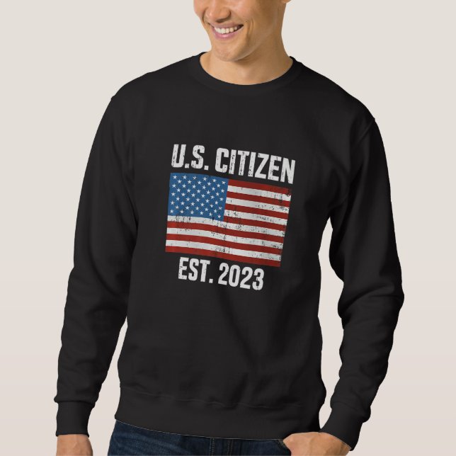 Sudadera US American citizen 2023 with flag for new citizen (Anverso)