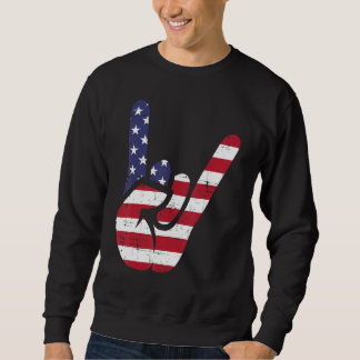 Sudadera US American Flag and Patriotic Rock Sign of Hand