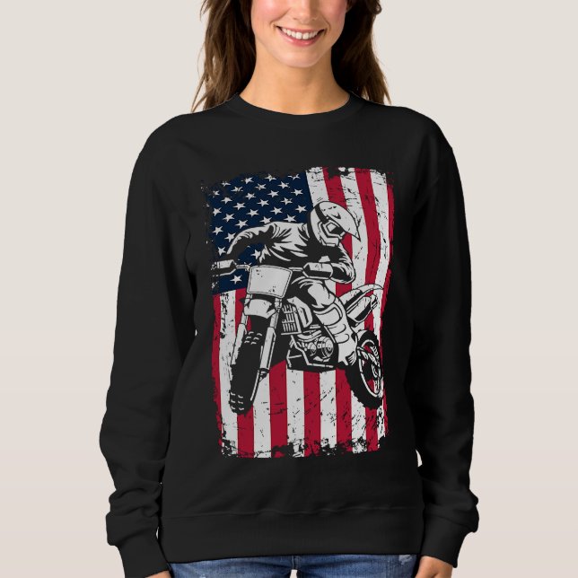 Sudadera US American Flag Biker Dirt Bike Motorcycle Motocr (Anverso)