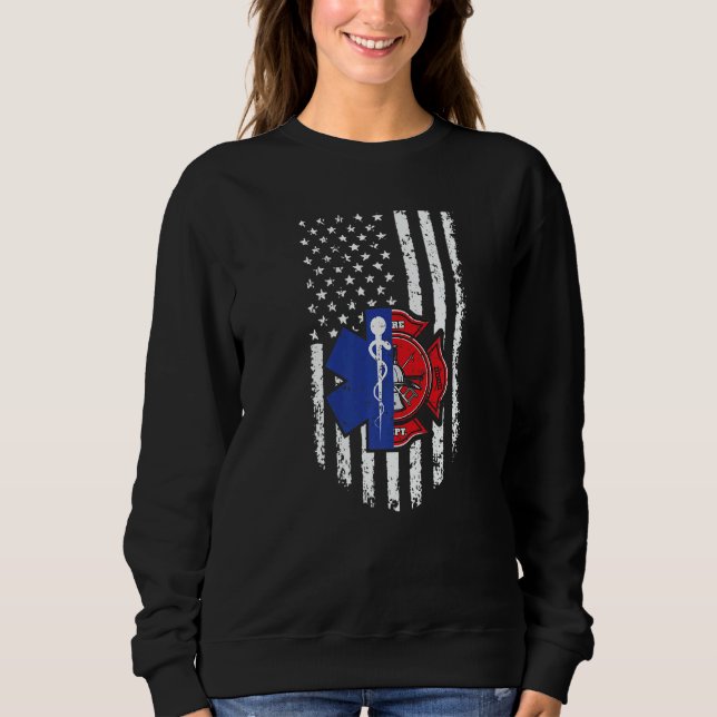 Sudadera Us American Flag Emt Firefighter Emergency Medical (Anverso)