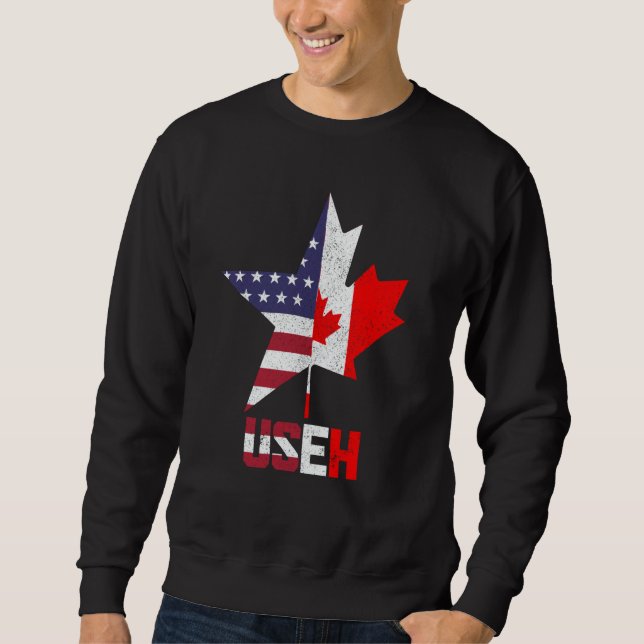 Sudadera US Eh Canada Canadian American Flag Pride Patrioti (Anverso)