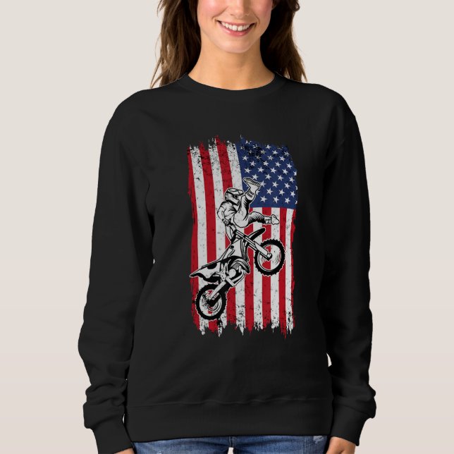 Sudadera US Flag Dirt Bike Fly Shirt  Motocross US Dirt Bik (Anverso)