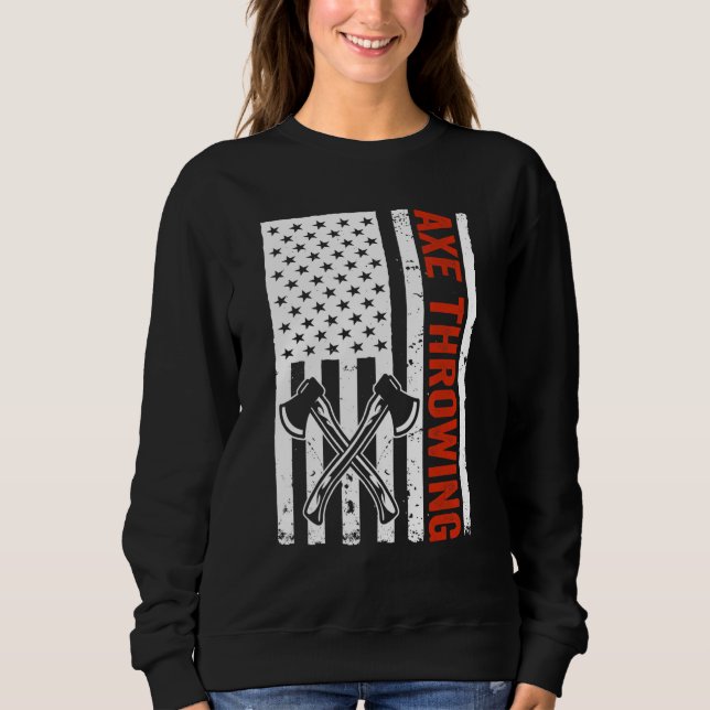 Sudadera US Flag Hatchet Axe Throwing (Anverso)