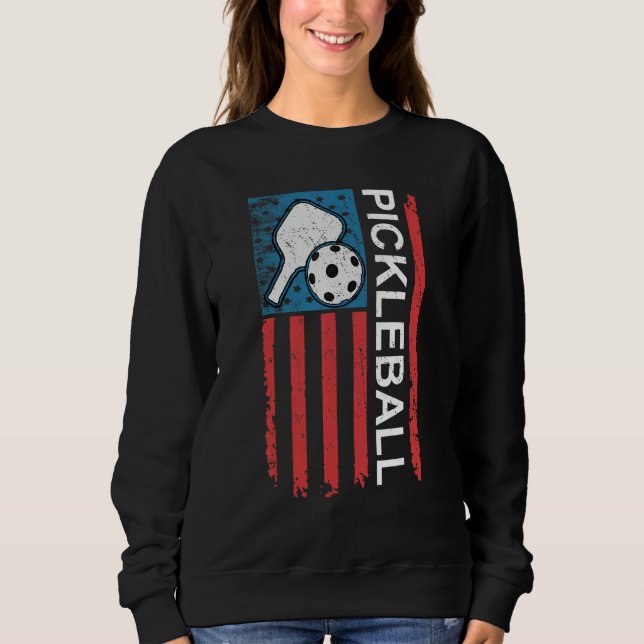 Sudadera US Flag Pickleball Player Paddleball Lover Tees Me (Anverso)