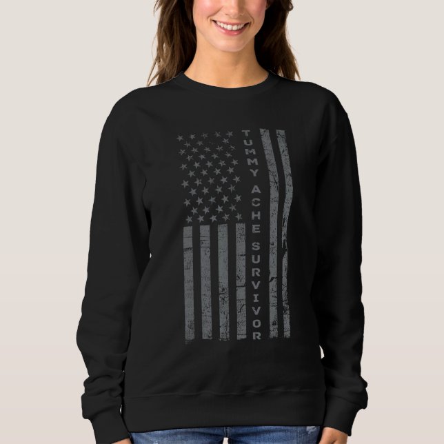 Sudadera US Flag Tummy Ache Survivor Abdominal Ache Stomach (Anverso)