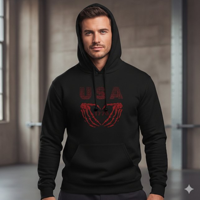 Sudadera USA 250th Anniversary Skeleton Heart 1776 Hoodie (Subido por el creador)