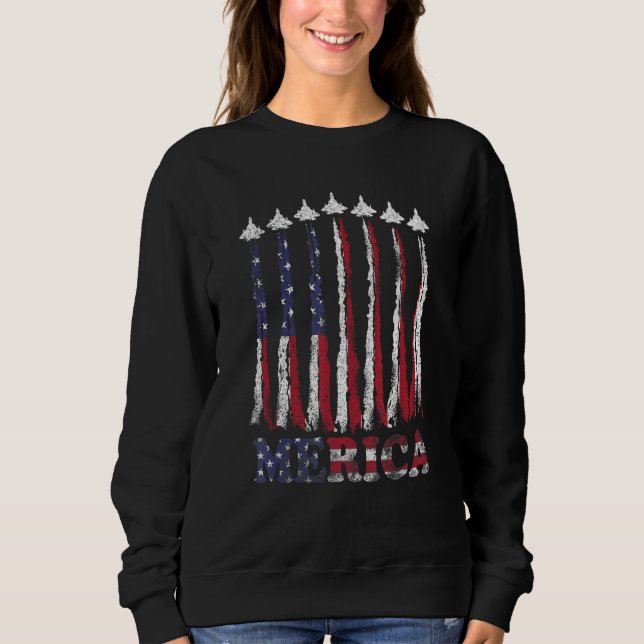Sudadera USA Airplane Jet Fighter 4th American Flag Of July (Anverso)