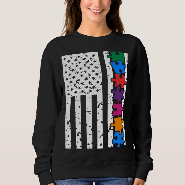 Sudadera USA American Flag Autism Awareness Autistic Child  (Anverso)