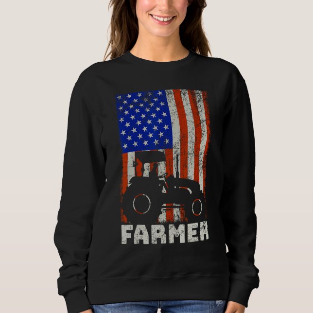 Sudadera USA American Flag Tractors Farming (Anverso)