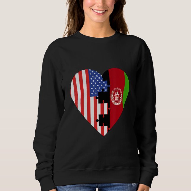 Sudadera USA and Afganistan Flags Heart (Anverso)