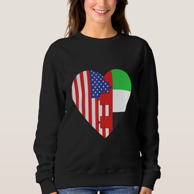 Sudadera USA and Arab Emirates Flags Heart (Anverso)