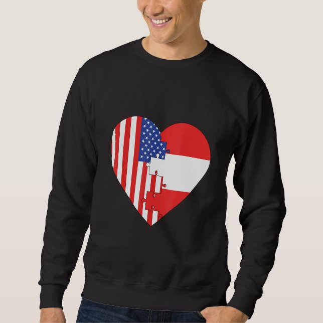 Sudadera USA and Austria Flags Heart (Anverso)