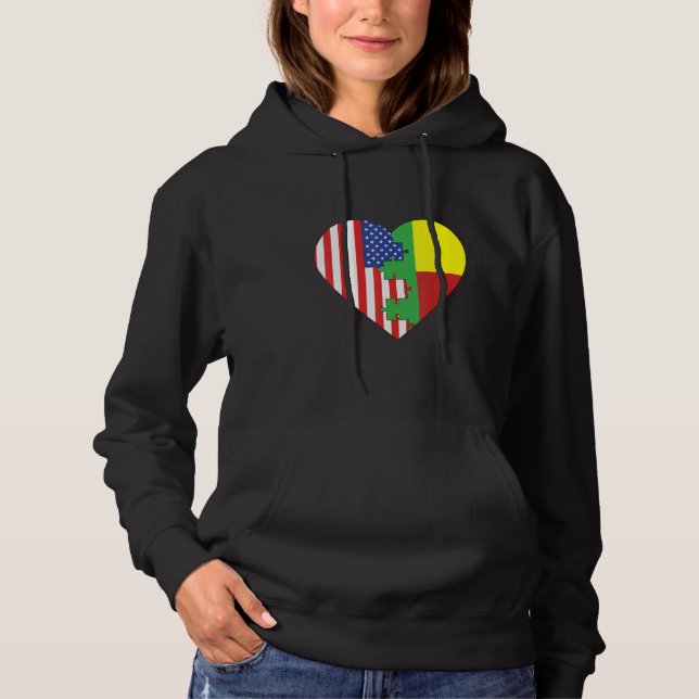 Sudadera USA and Benin Flags Heart (Anverso)