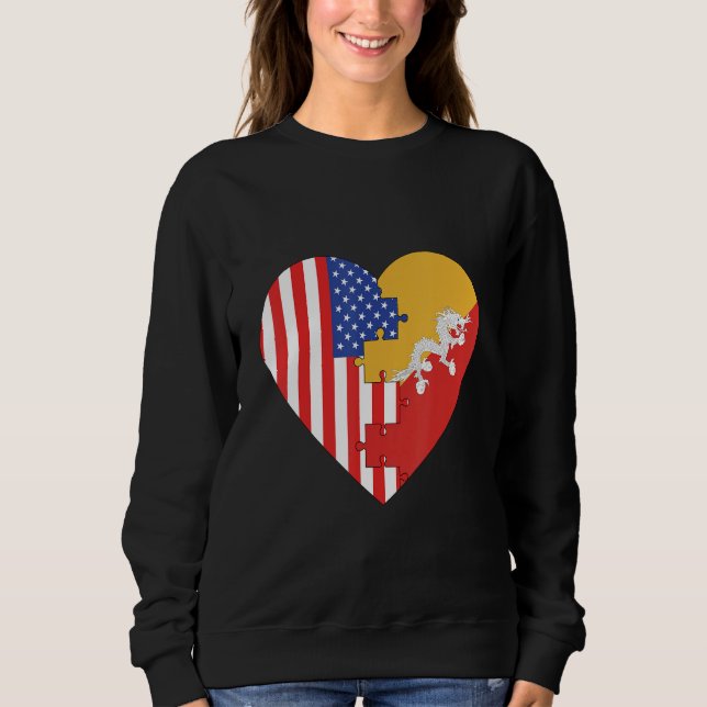 Sudadera USA and Bhutan Flags Heart (Anverso)
